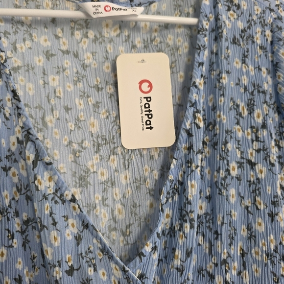 🔥5 FOR $25🔥NWT Lightweight Long Sleeve Blue Floral Stretchy Dress, XL - Picture 4 of 7